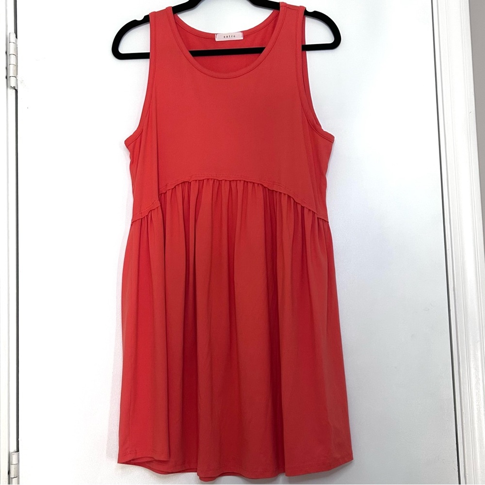 Coral Orange Entro Tank Dress, Size M